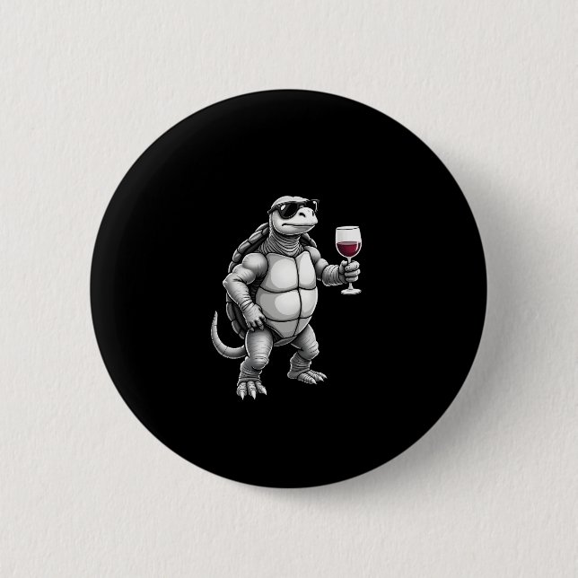 Badge Rond 5 Cm cool turtle drinking red wine art print_1 (3) (Devant)