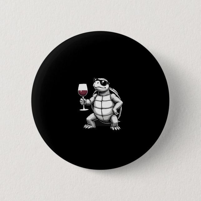 Badge Rond 5 Cm cool turtle drinking red wine art print_1 (4) (Devant)