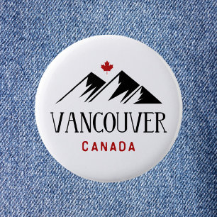 Badge Rond 5 Cm Cool Vancouver Canada Mountains Maple Leaf