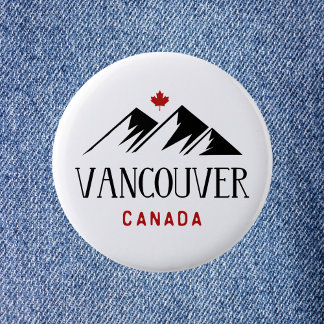 Badge Rond 5 Cm Cool Vancouver Canada Mountains Maple Leaf