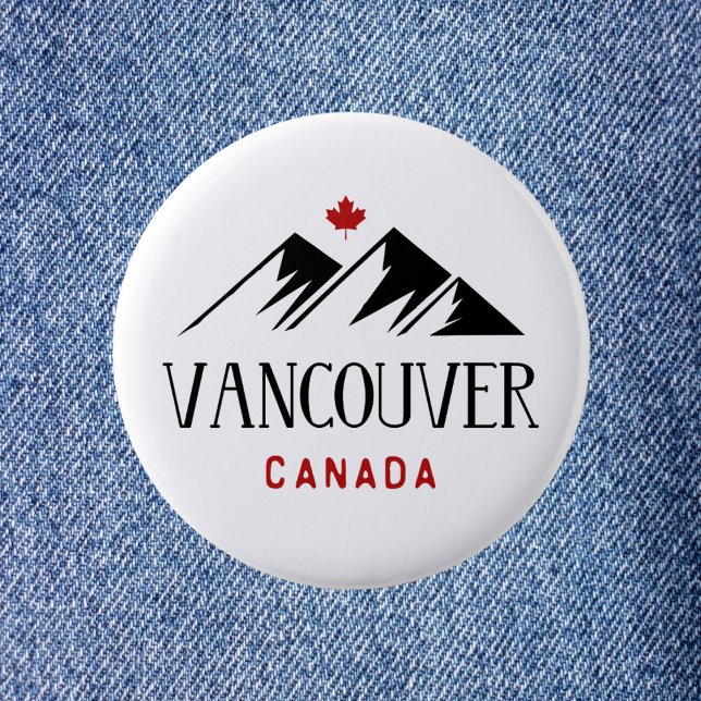 Badge Rond 5 Cm Cool Vancouver Canada Mountains Maple Leaf (Créateur téléchargé)