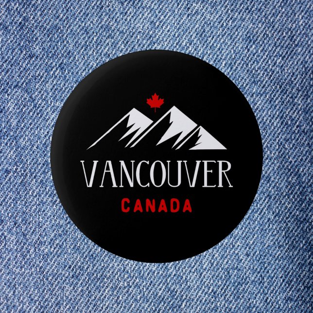Badge Rond 5 Cm Cool Vancouver Canada Mountains Maple Leaf Dark (Créateur téléchargé)