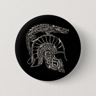Badge Rond 5 Cm Cool Warrior Metallic Dragon Helmet