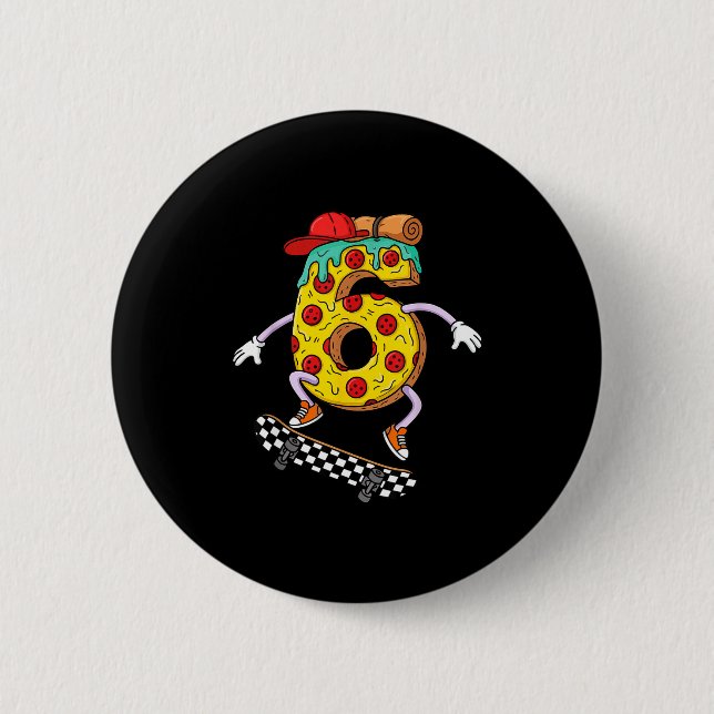 Badge Rond 5 Cm Cool Zza Skateboard Lovers 6th Birthday Boys Girls (Devant)
