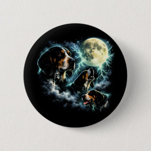 Badge Rond 5 Cm Coonhound hurle sous la lune T-shirt rustique de c