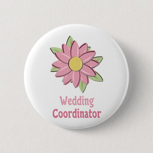 Badge Rond 5 Cm Coordonnateur rose de mariage de fleur (Devant)