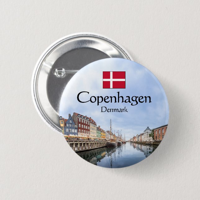 Badge Rond 5 Cm Copenhague Nyhavn (Devant & derrière)