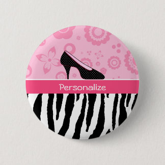 Badge Rond 5 Cm Copie à la mode de zèbre de chaussures roses