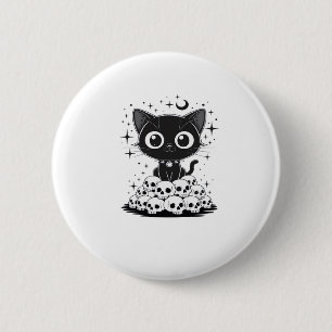 Badge Rond 5 Cm Copie de crânes de chat Déplaisant mignon Kitty Go