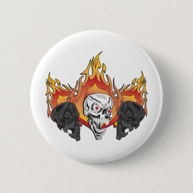Badge Rond 5 Cm Copie des crânes flambants (Devant)