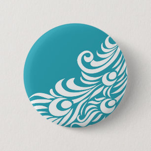Badge Rond 5 Cm Copie renversante de silhouette de plume de paon