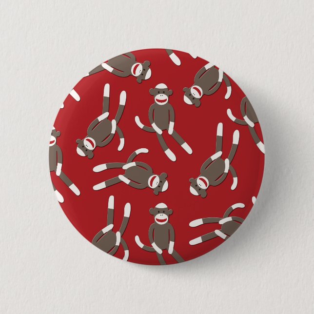 Badge Rond 5 Cm Copie rouge de singe de chaussette (Devant)