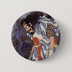 Badge Rond 5 Cm Copie vintage de Japonais de dragon de samouraïs