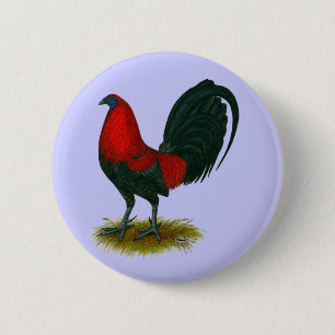 Badge Rond 5 Cm Coq américain : Brun Rouge