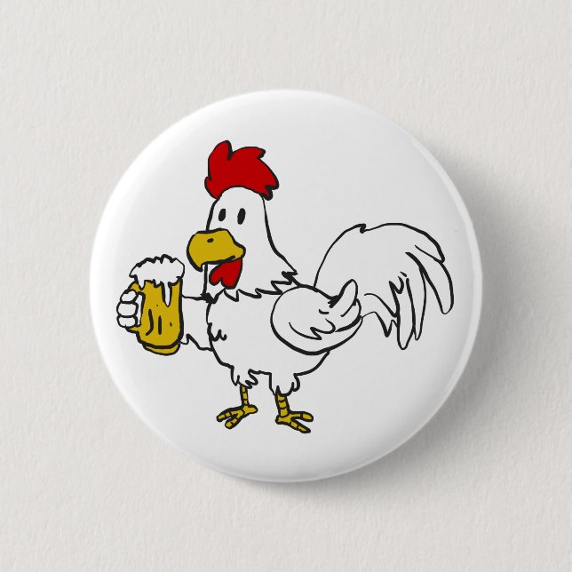 Badge Rond 5 Cm Coq avec bière de tasse | choisir la couleur arriè (Devant)