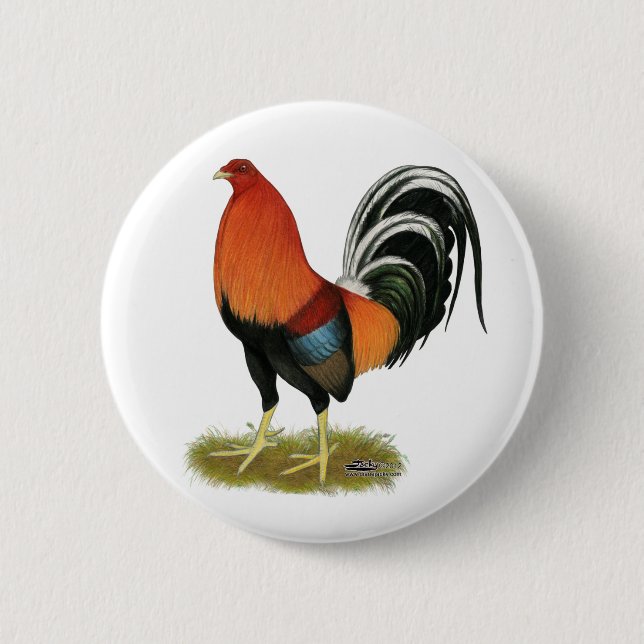 Badge Rond 5 Cm Coq blond comme les blés de coq de combat (Devant)