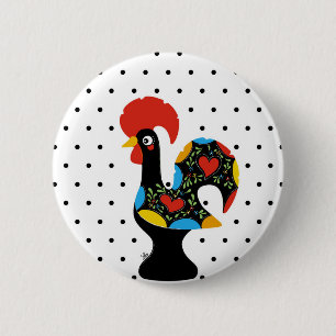 Badge Rond 5 Cm Coq célèbre de Barcelos Nr 09 - pois