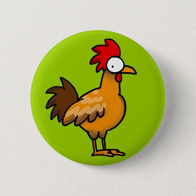 Badge Rond 5 Cm Coq drôle (Devant)