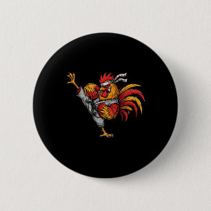 Badge Rond 5 Cm Coq drôle d'arts martiaux Mma Kick Fighter Karaté