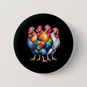 Badge Rond 5 Cm Coqs Cool Avec Des Lunettes De Soleil Ferme De Pou