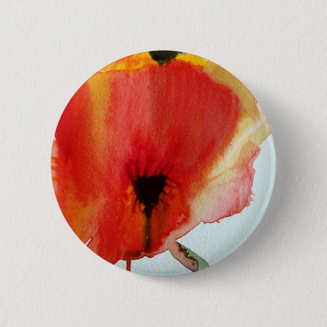Badge Rond 5 Cm Coquelicots aquarelle moderne art floral (Devant)