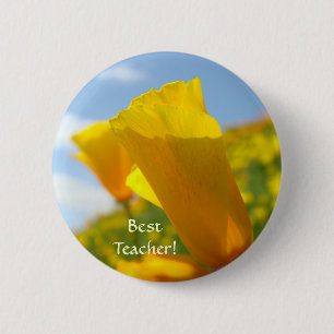 Badge Rond 5 Cm Coquelicots Bouton MEILLEUR ENSEIGNANT ! Bouton