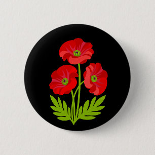 Badge Rond 5 Cm Coquelicots rouges pour le jour de l'Armistice