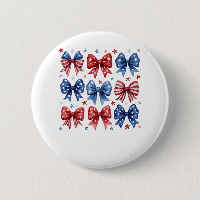 Badge Rond 5 Cm Coquette American Flag Coquette Bow 4 juillet (Devant)