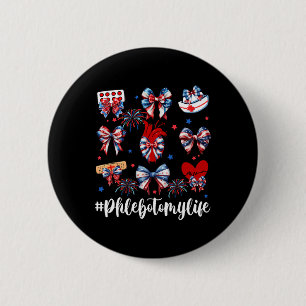 Badge Rond 5 Cm Coquette Bow Fireworks Phlebotomie Joyeux 4 Juil