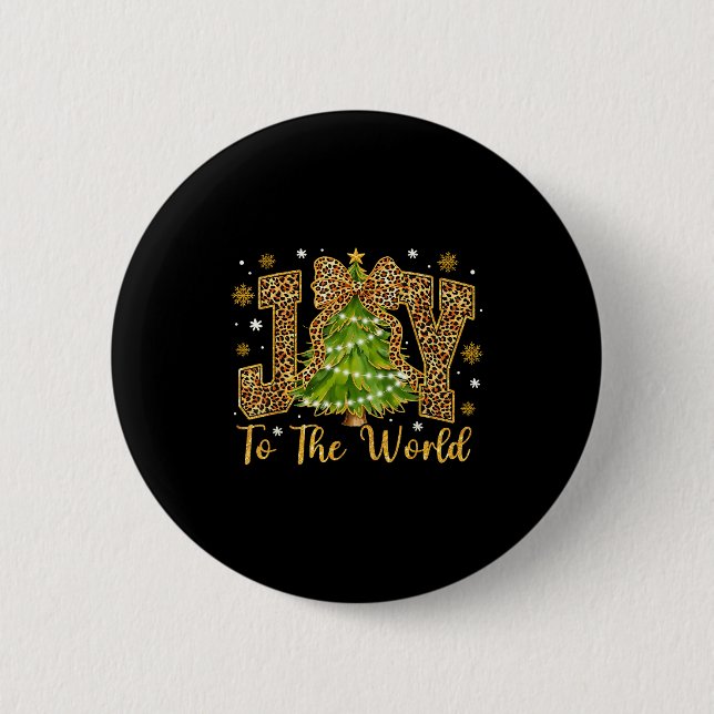 Badge Rond 5 Cm Coquette Bow Leopard Christmas Joy To The World Xm (Devant)