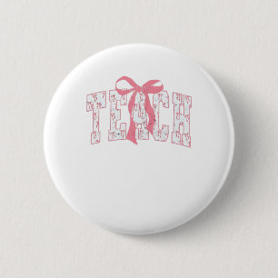 Badge Rond 5 Cm Coquette Bow Pencil Design Enseignants Enseignants