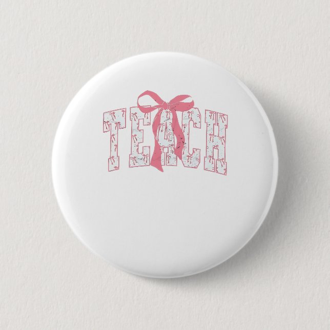 Badge Rond 5 Cm Coquette Bow Pencil Design Enseignants Enseignants (Devant)