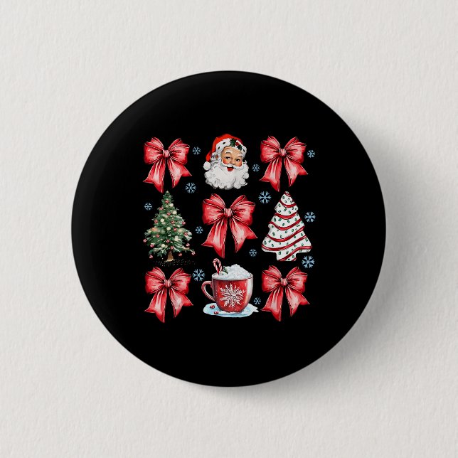 Badge Rond 5 Cm Coquette Bow Père Noël Christmas Tree Cake Sucre d (Devant)