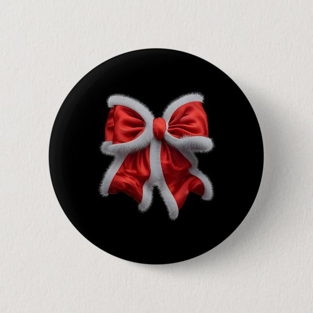 Badge Rond 5 Cm Coquette Bow Rouge Pour Noël Père Noël Noël Noël B (Devant)
