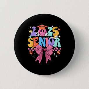 Badge Rond 5 Cm Coquette Bow Senior 2025 Cl Of 2025 Graduation Smi