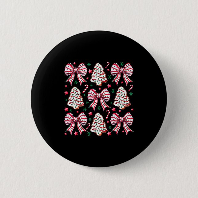 Badge Rond 5 Cm Coquette Bow Tree Cake Candy Cane Merry Christmas  (Devant)