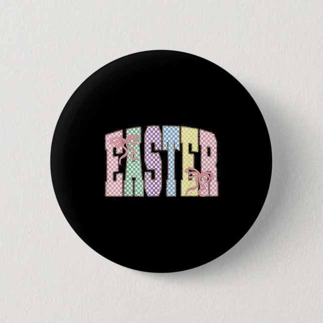 Badge Rond 5 Cm Coquette Checkered Easter Day Spring Easter Pastel (Devant)
