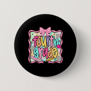 Badge Rond 5 Cm Coquette crayon de quatrième année Retour à l'écol