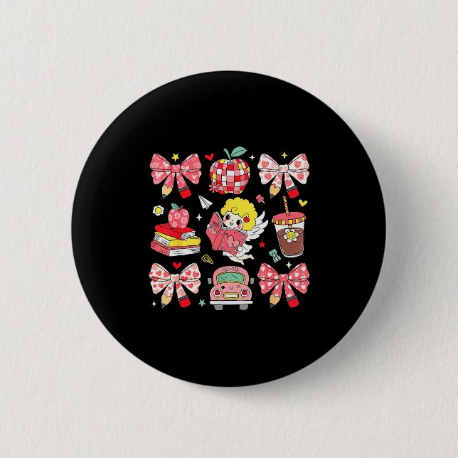 Badge Rond 5 Cm Coquette Rose Bow Apple Reconnaissance des Enseign (Devant)