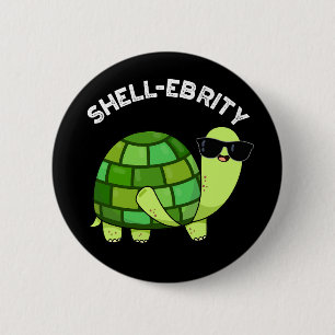Badge Rond 5 Cm Coquetterie célébrité Funny Tortoise Pun Dark BG