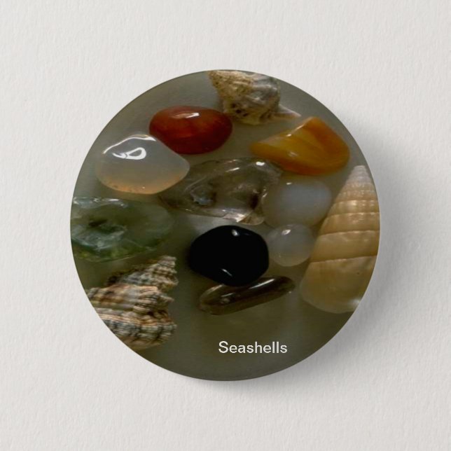 Badge Rond 5 Cm Coquillages au bord de la mer- (Devant)