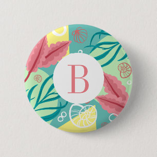 Badge Rond 5 Cm Coquillages marins à la mode   Monogramme