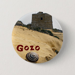 Badge Rond 5 Cm Coquille et tour, Gozo, Malte
