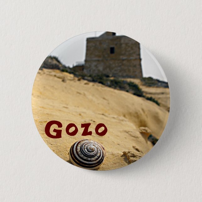 Badge Rond 5 Cm Coquille et tour, Gozo, Malte (Devant)