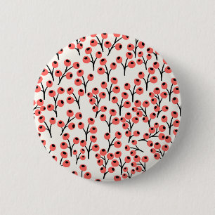 Badge Rond 5 Cm Coral Floral Botanique Personnalisé Monogramme