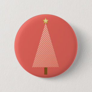 Badge Rond 5 Cm Coral polka dot moderne sapin de Noël