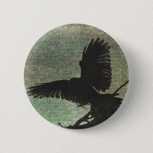 Badge Rond 5 Cm Corbeau