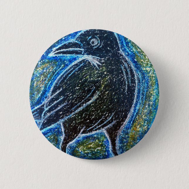 Badge Rond 5 Cm Corbeau (Devant)