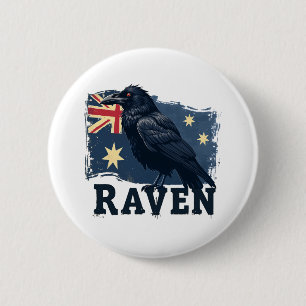 Badge Rond 5 Cm Corbeau australien Corvus Coronoides Bird