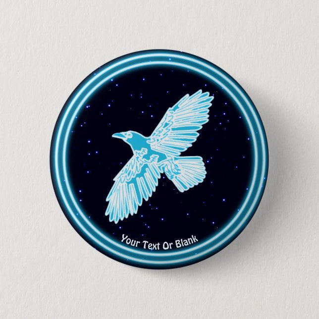 Badge Rond 5 Cm Corbeau bleu sur étoiles (Devant)